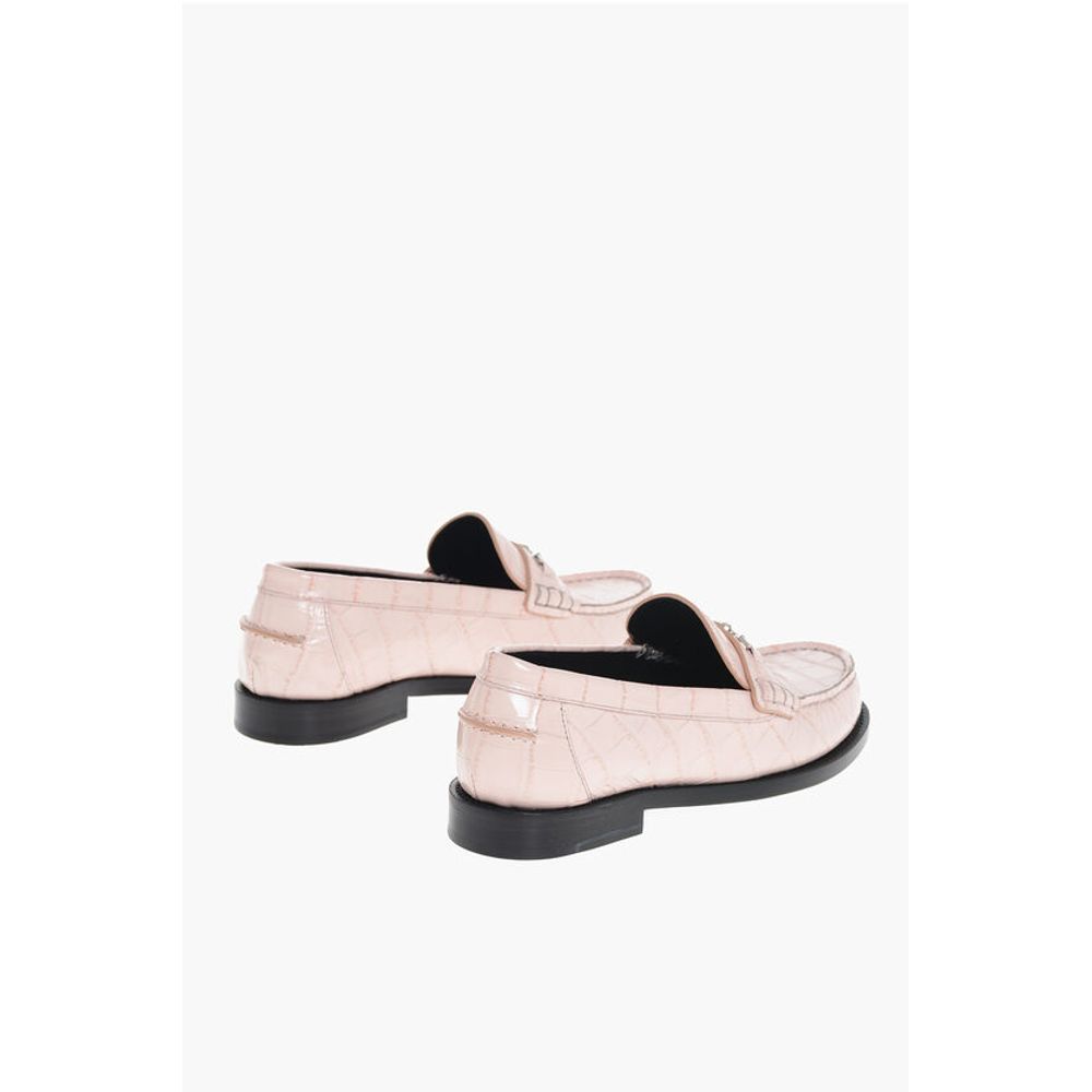 Crocodile Effect Printed Leather Loafers