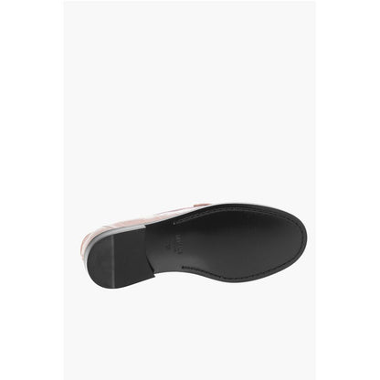 Crocodile Effect Printed Leather Loafers