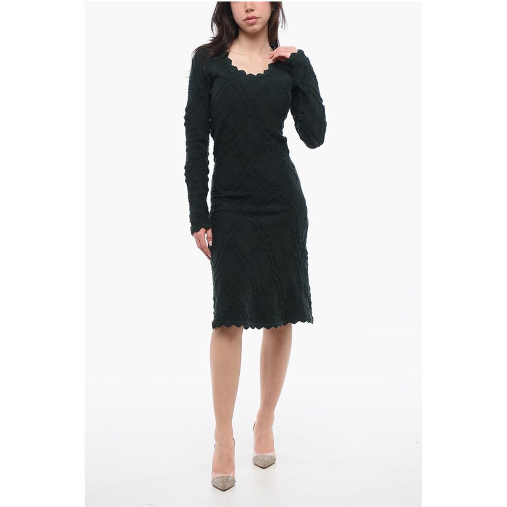 Wool Dress with Geometric Trimming