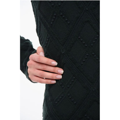 Wool Dress with Geometric Trimming