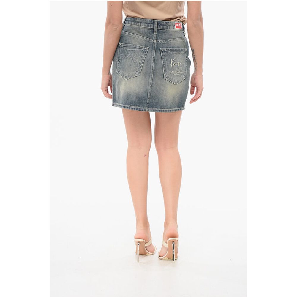 Vintage Washed Denim Miniskirt