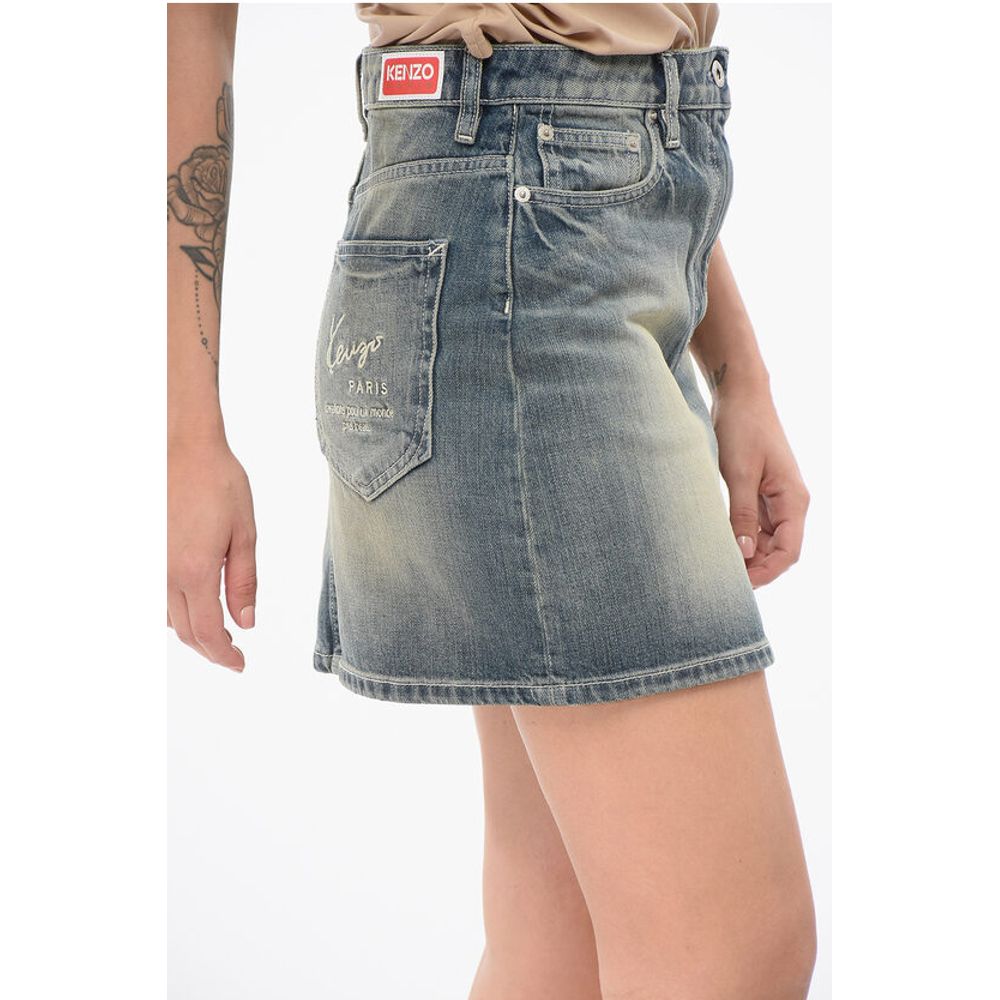 Vintage Washed Denim Miniskirt