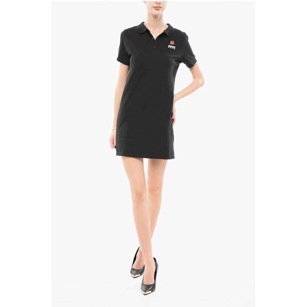 Piquet Cotton Tee Dress with Polo Neck
