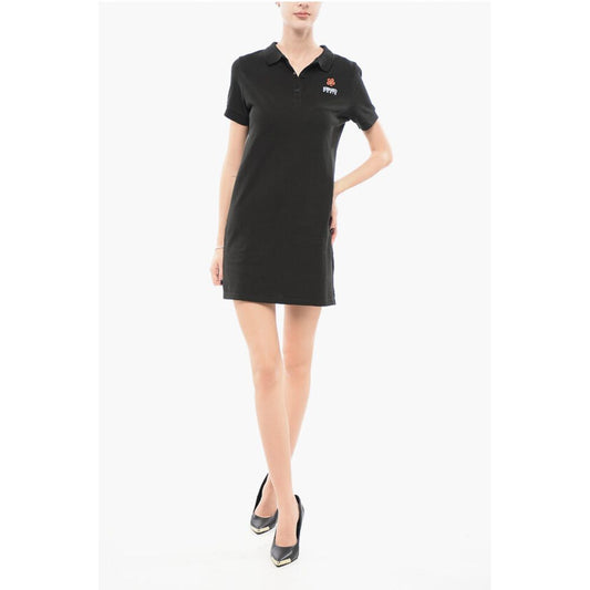 Piquet Cotton Tee Dress with Polo Neck