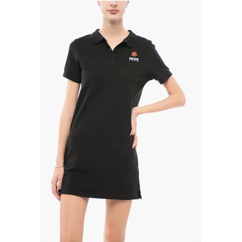 Piquet Cotton Tee Dress with Polo Neck