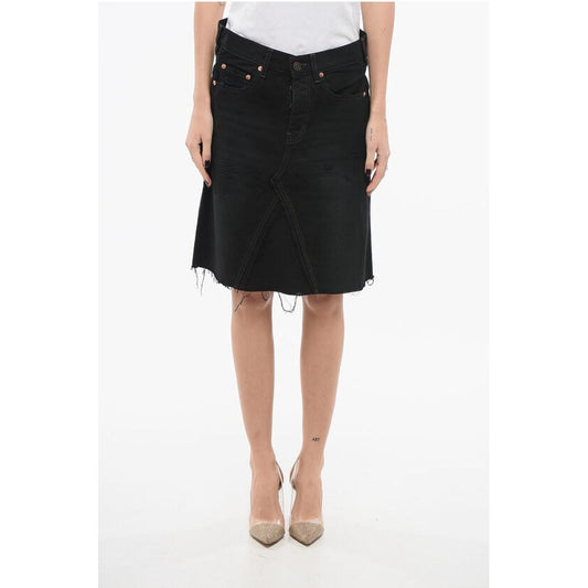 Denim Miniskirt with Cut-outs