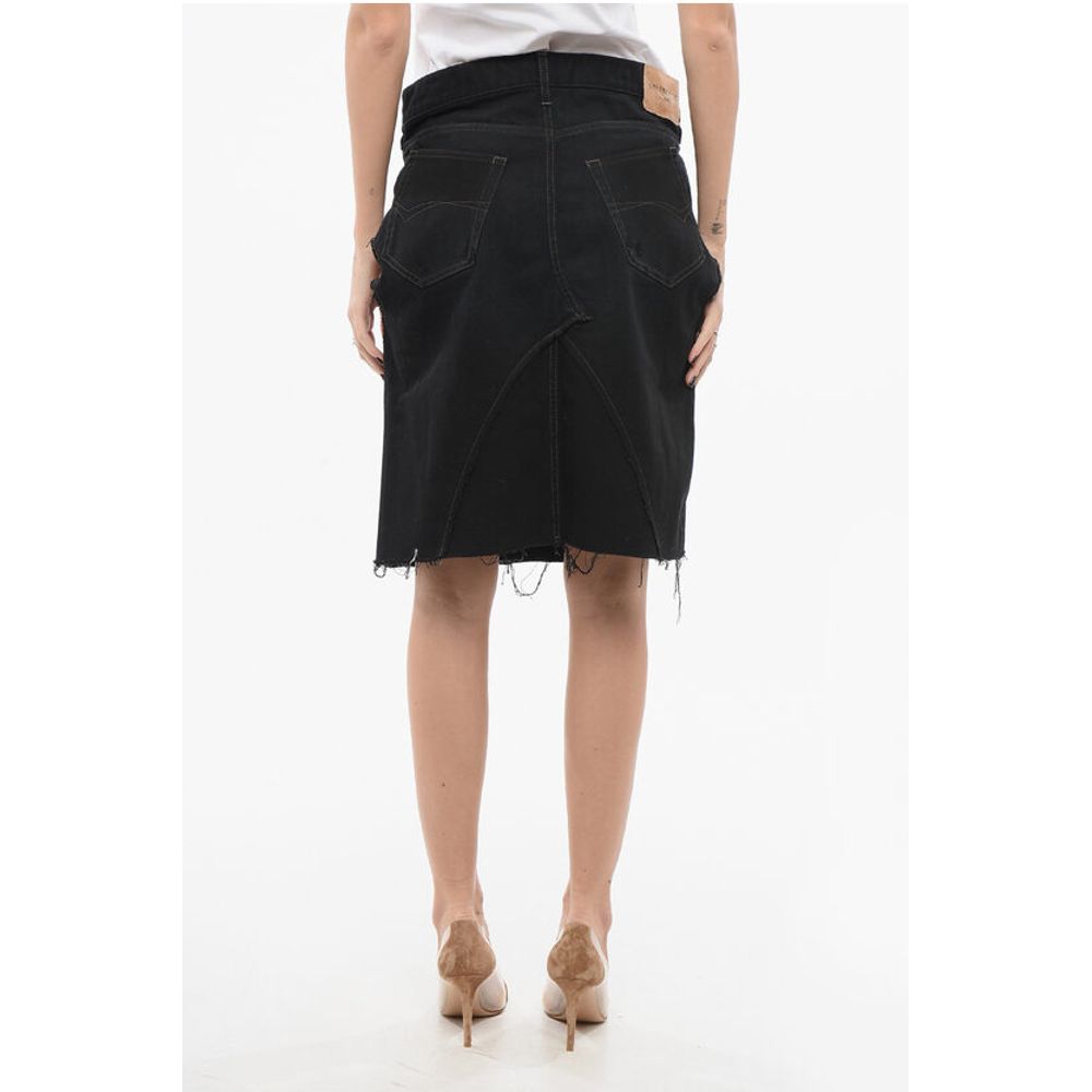 Denim Miniskirt with Cut-outs