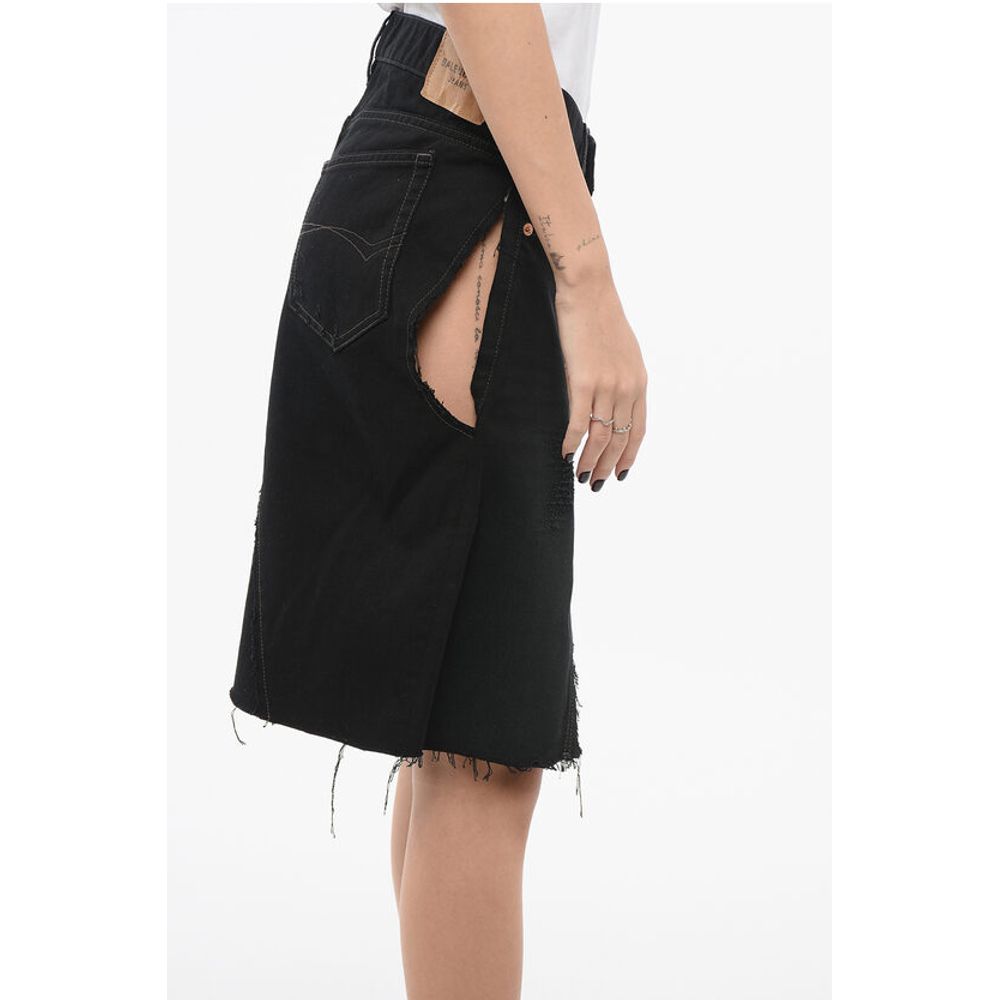 Denim Miniskirt with Cut-outs