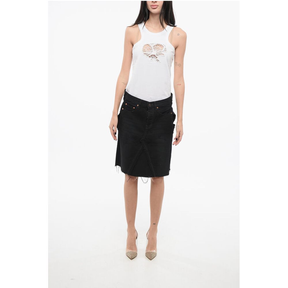 Denim Miniskirt with Cut-outs