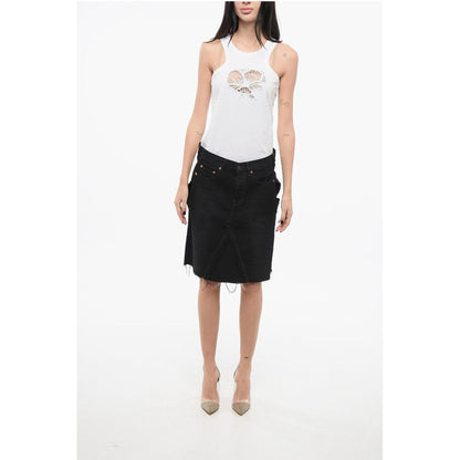Denim Miniskirt with Cut-outs