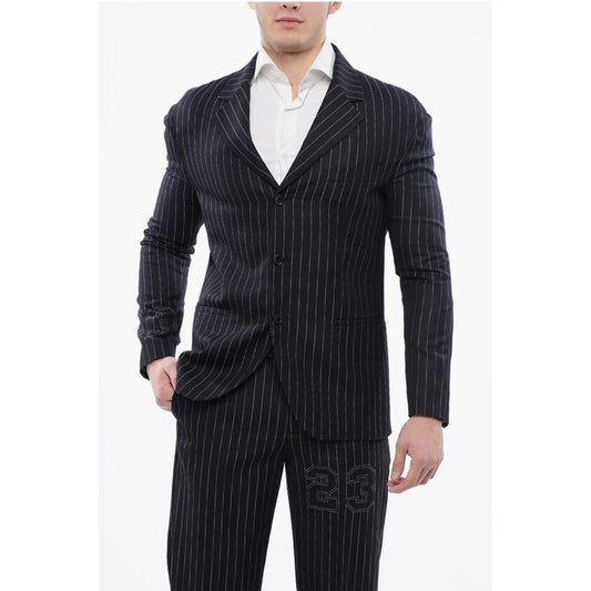 Pinstriped 23 Blazer with Flap Pockets