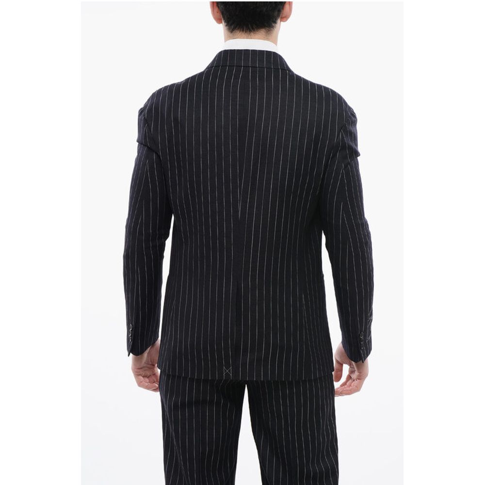 Pinstriped 23 Blazer with Flap Pockets