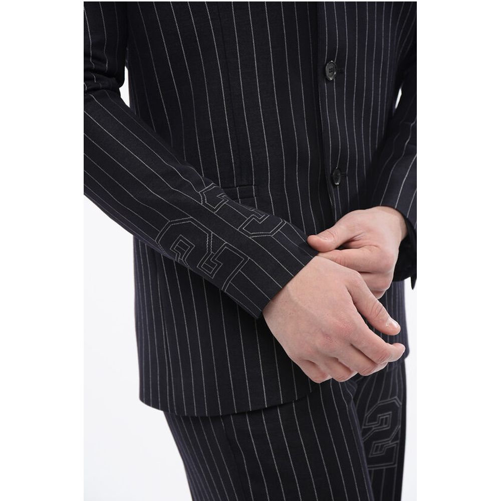 Pinstriped 23 Blazer with Flap Pockets