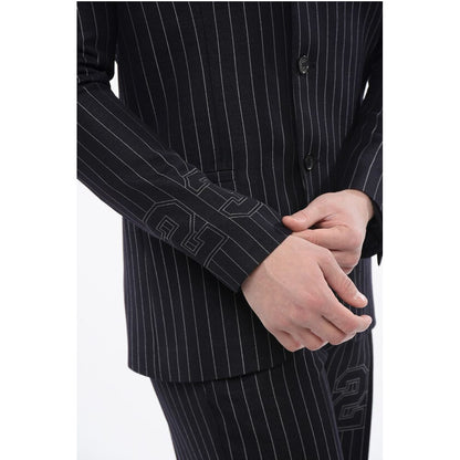 Pinstriped 23 Blazer with Flap Pockets