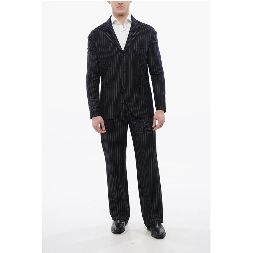 Pinstriped 23 Blazer with Flap Pockets