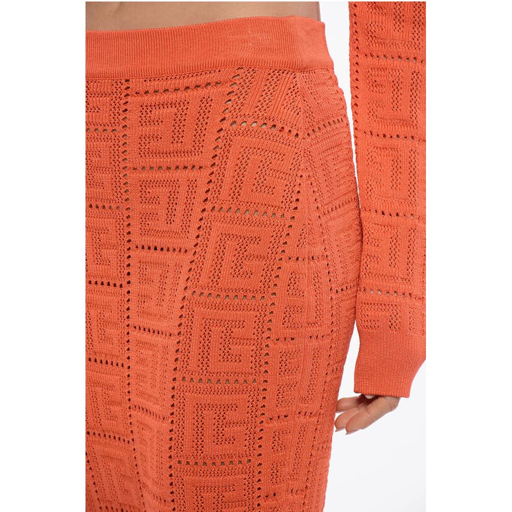 Monogram Crochet Midi Pencil Skirt