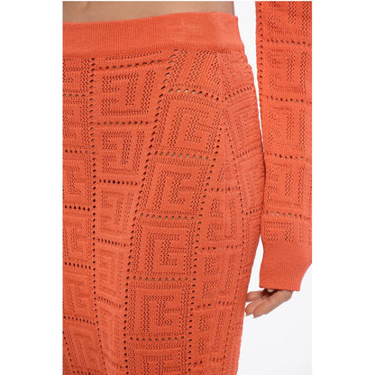 Monogram Crochet Midi Pencil Skirt