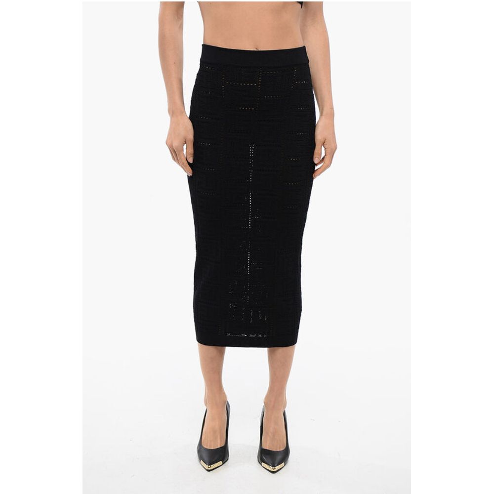 Openwork Midi Skirt with Monogrammed Motif