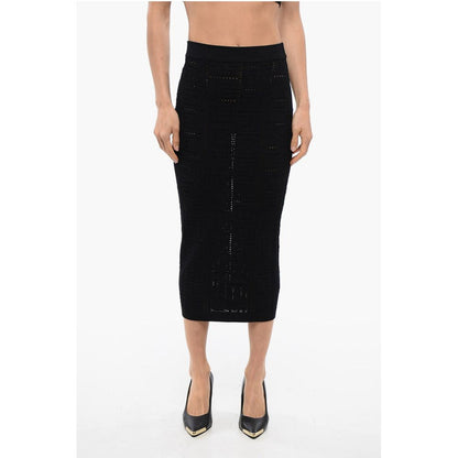 Openwork Midi Skirt with Monogrammed Motif