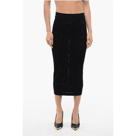 Openwork Midi Skirt with Monogrammed Motif