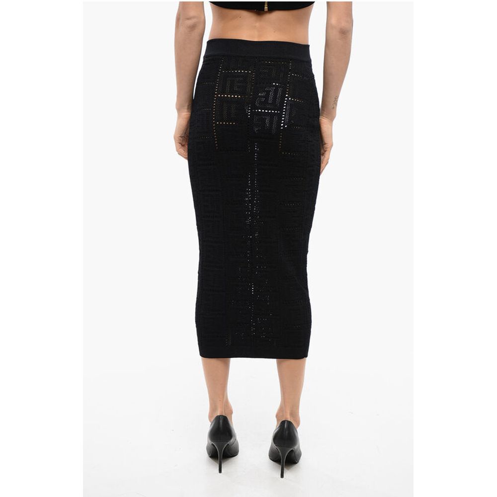 Openwork Midi Skirt with Monogrammed Motif