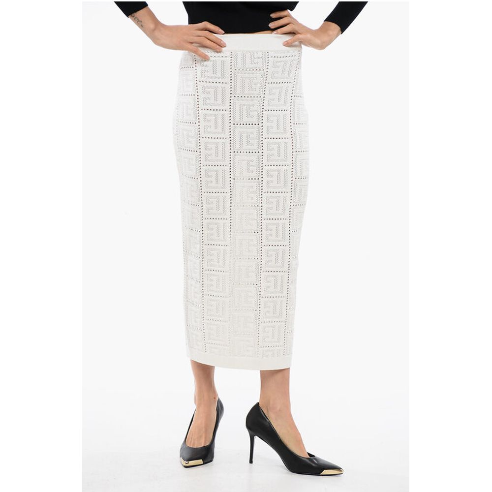Knitted Monogram Longuette with Elastic Waistband