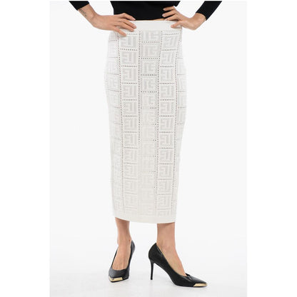Knitted Monogram Longuette with Elastic Waistband