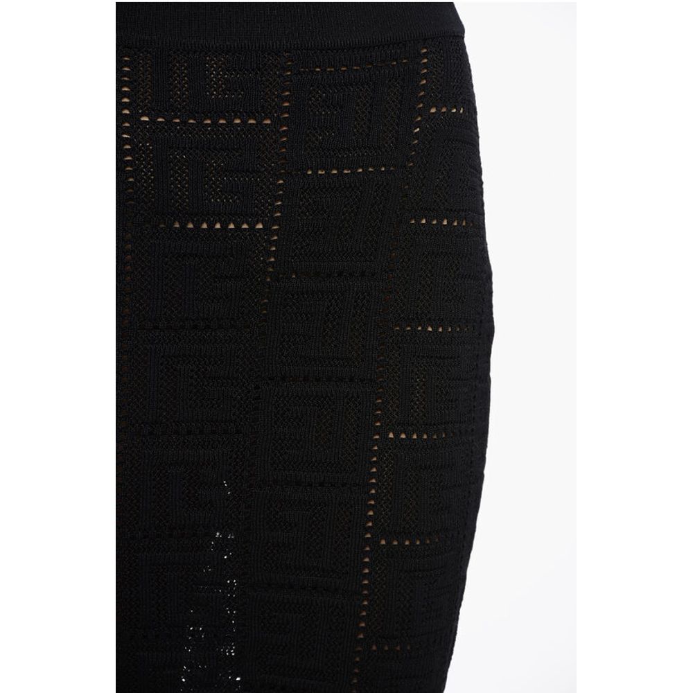 Openwork Midi Skirt with Monogrammed Motif
