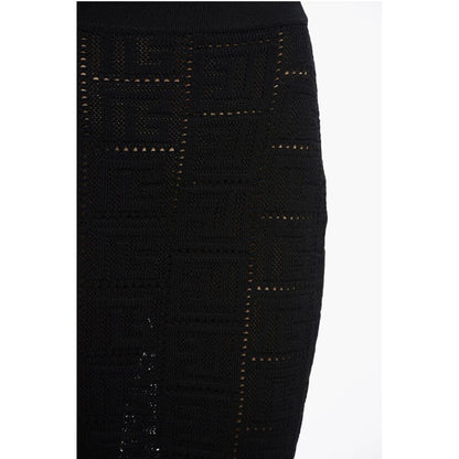 Openwork Midi Skirt with Monogrammed Motif
