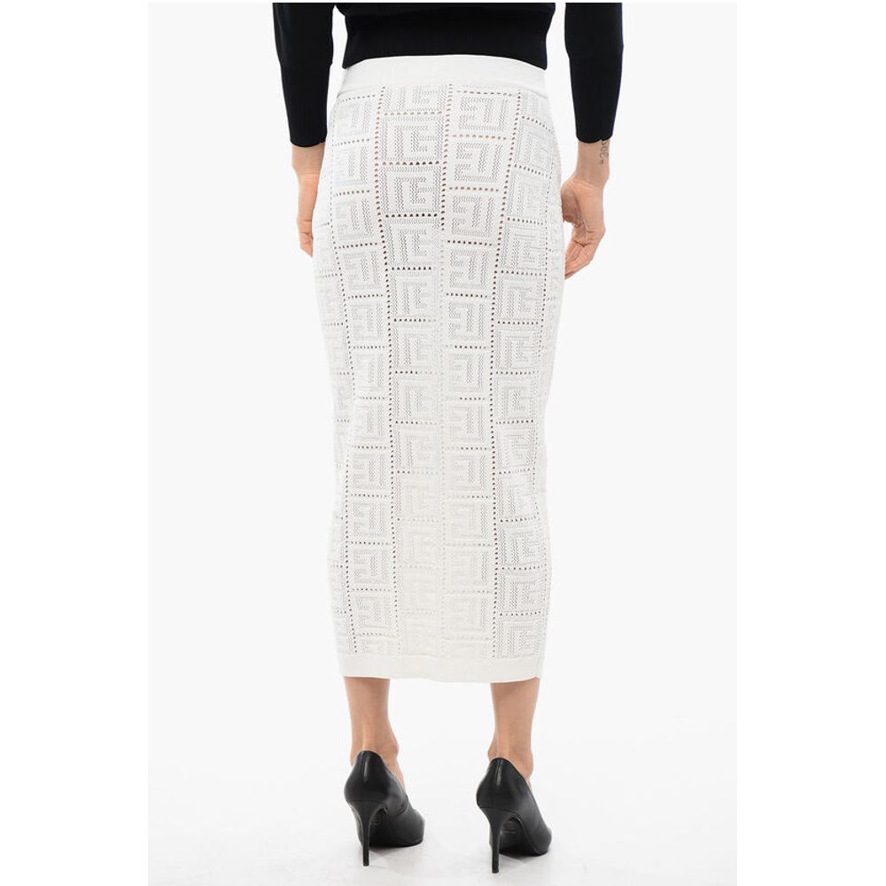 Knitted Monogram Longuette with Elastic Waistband