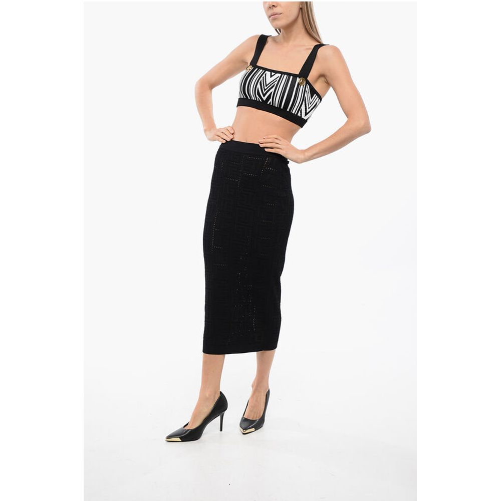 Openwork Midi Skirt with Monogrammed Motif