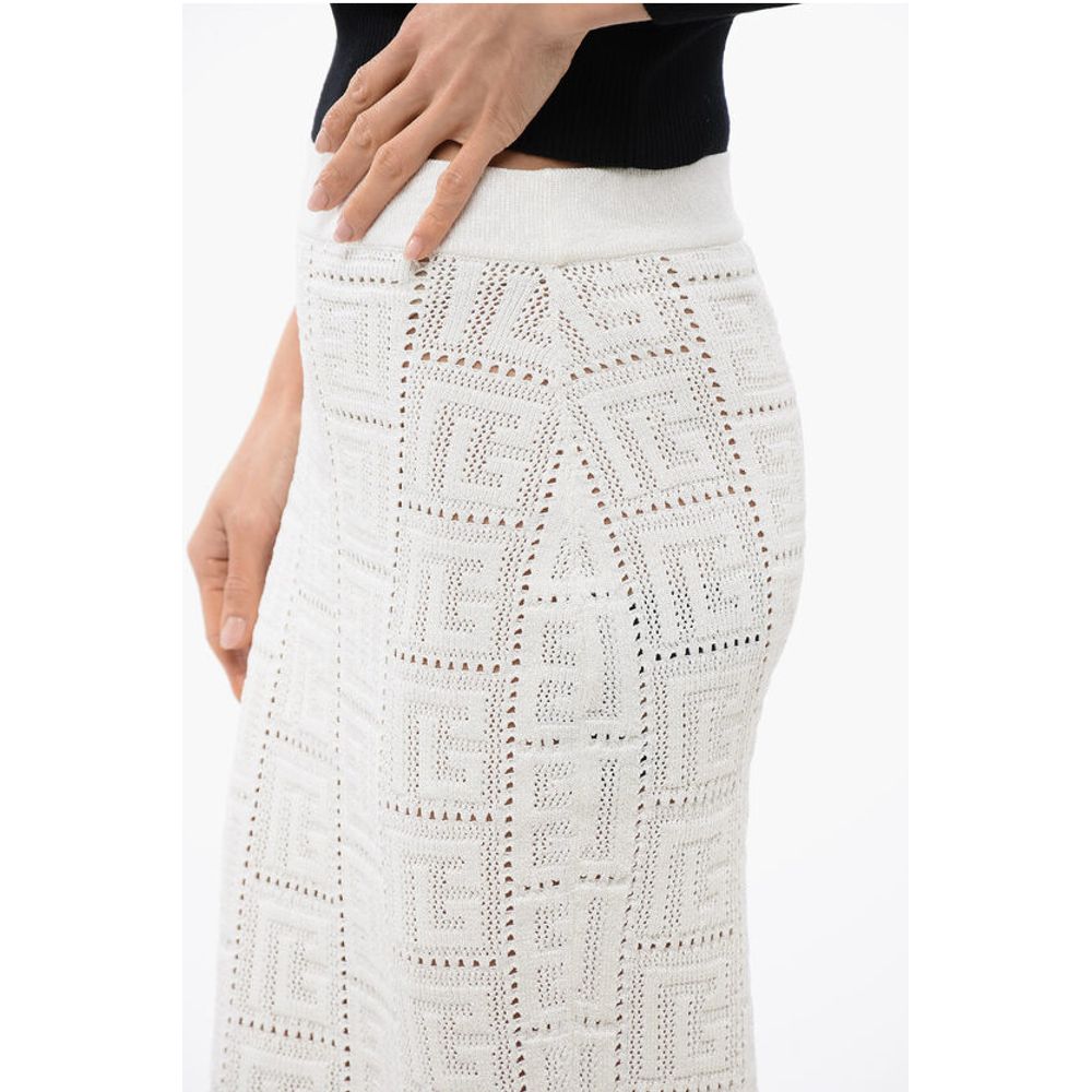 Knitted Monogram Longuette with Elastic Waistband