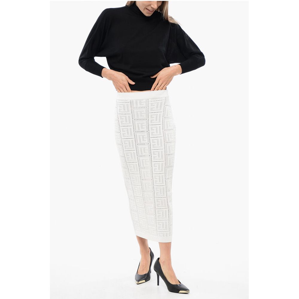 Knitted Monogram Longuette with Elastic Waistband