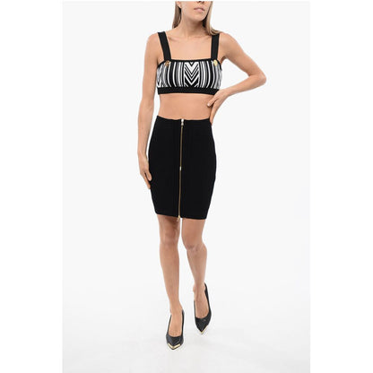 Ribbed Knitted Miniskirt with Zip