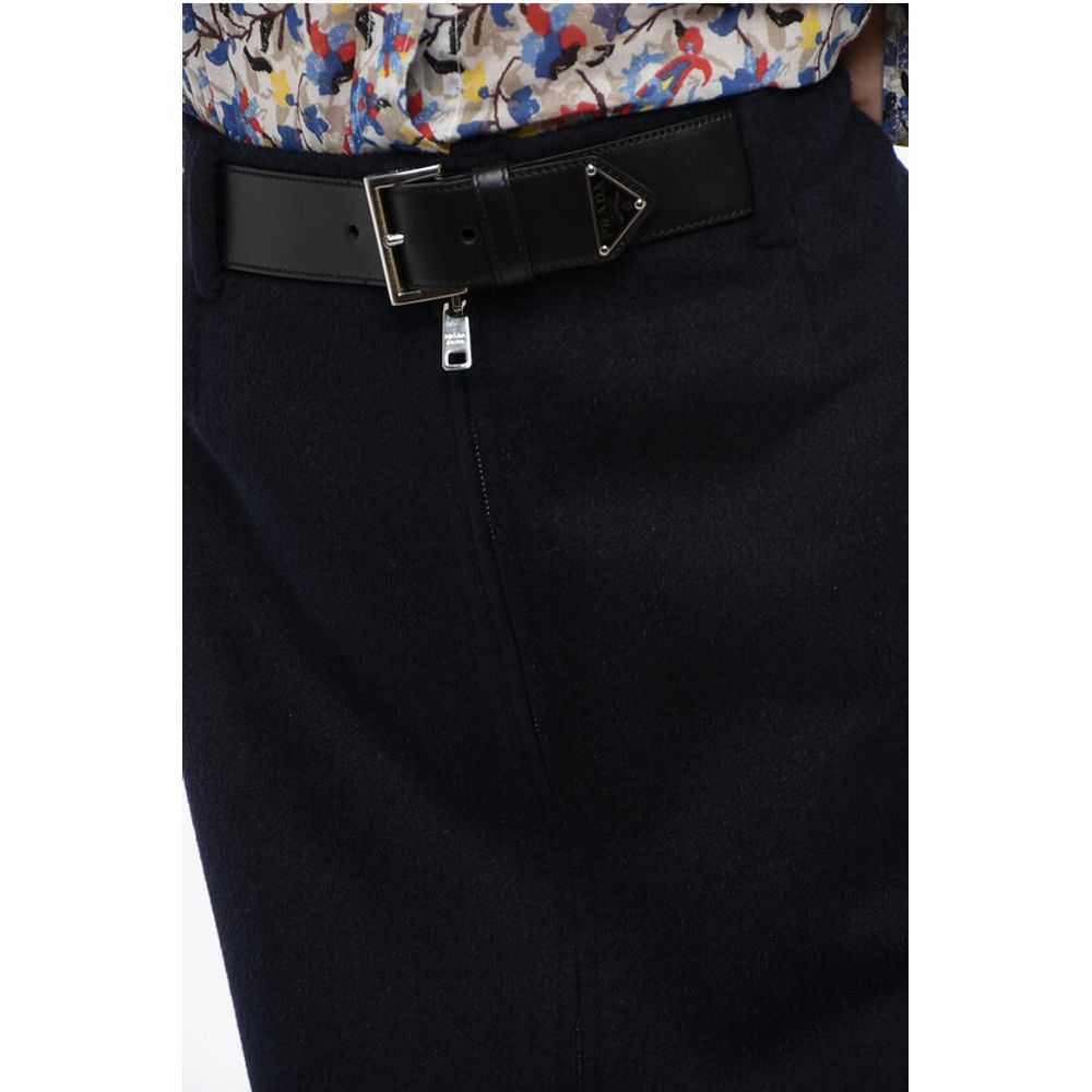 Angora Blend Longuette with Leather Belt
