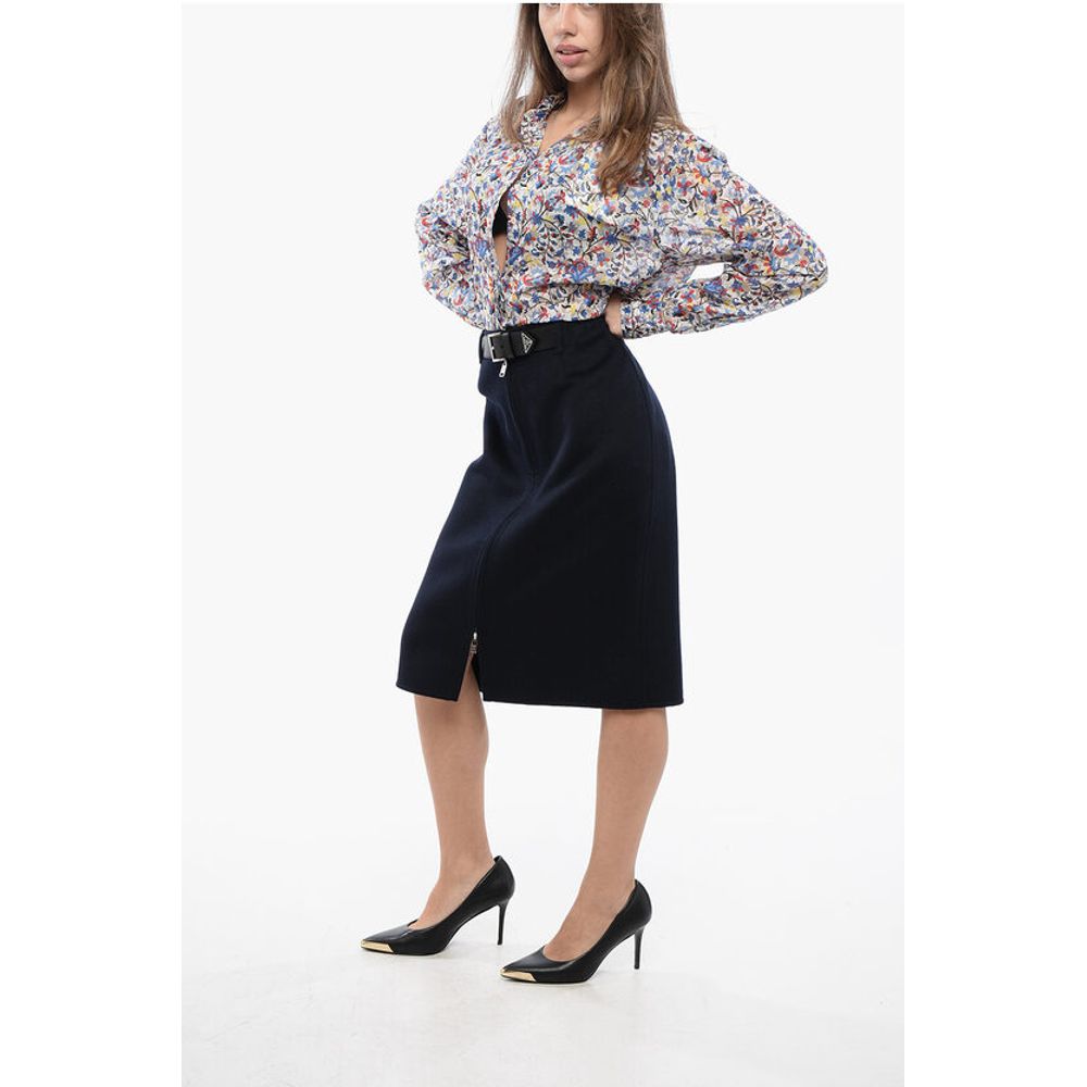 Angora Blend Longuette with Leather Belt