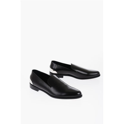 Leather Loafers with Silver-Effect Detail