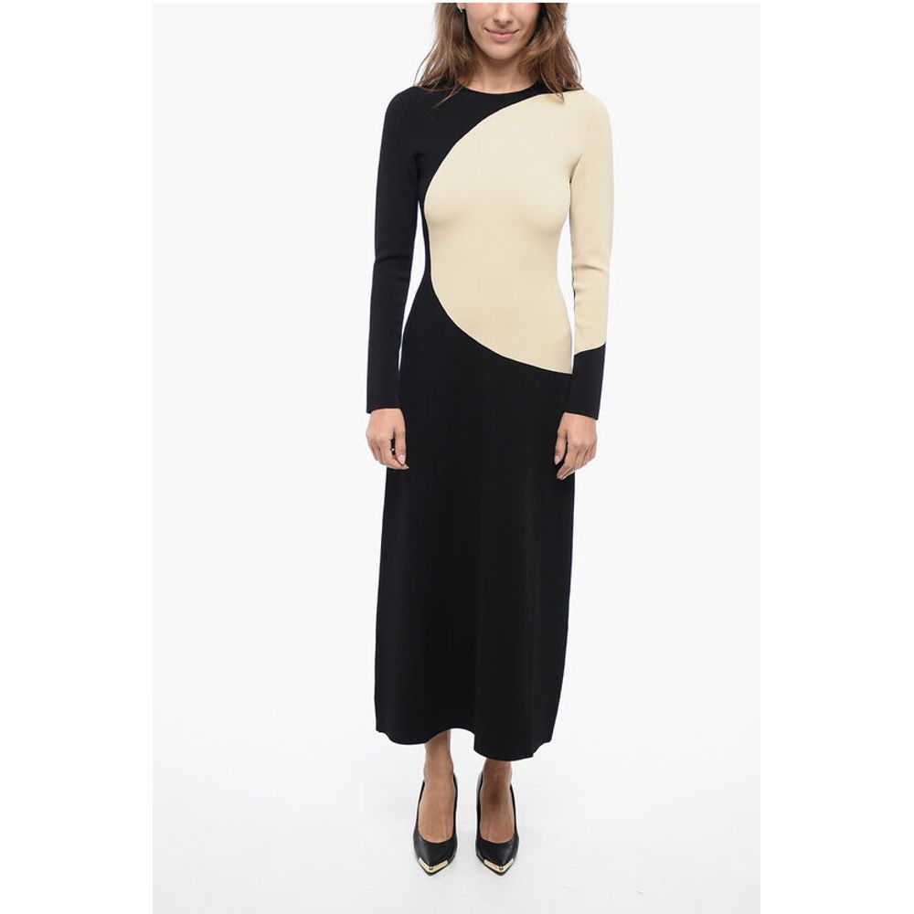 Stretchy Knitted Dress with Colorblock Desing