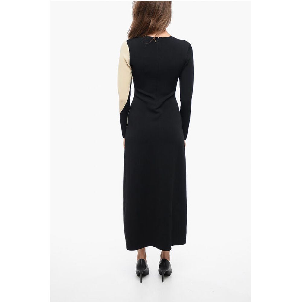 Stretchy Knitted Dress with Colorblock Desing