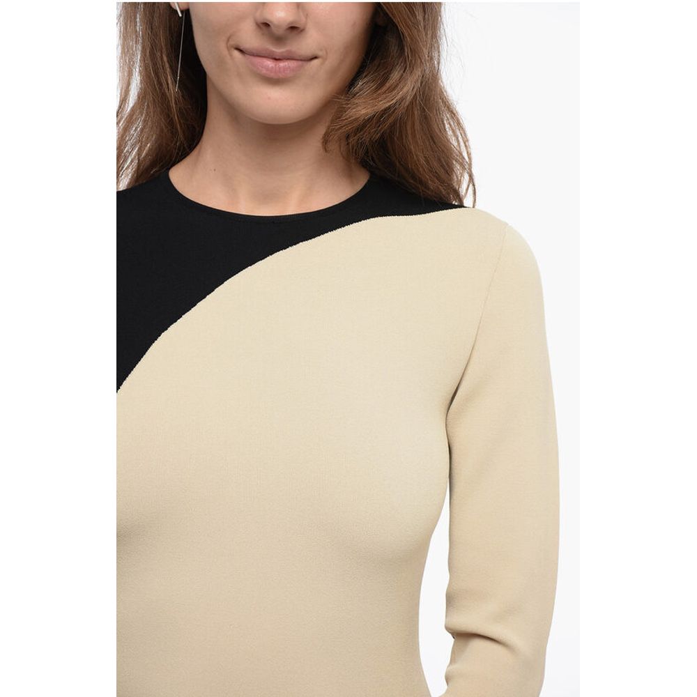 Stretchy Knitted Dress with Colorblock Desing