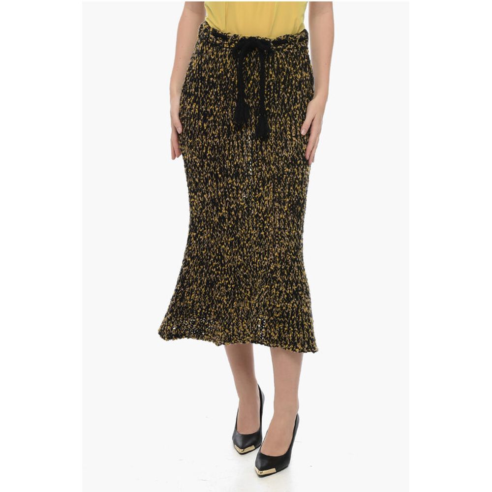 Bouclé Knitted Skirt with Draw-String