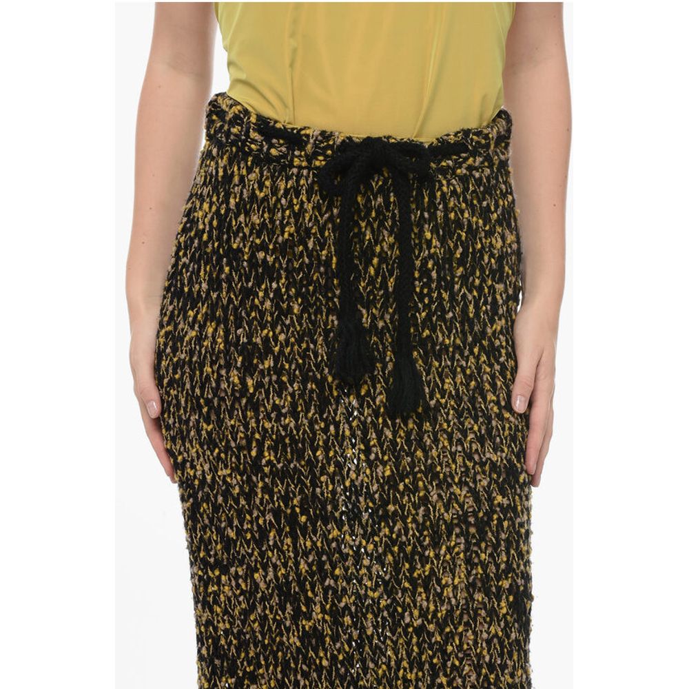 Bouclé Knitted Skirt with Draw-String