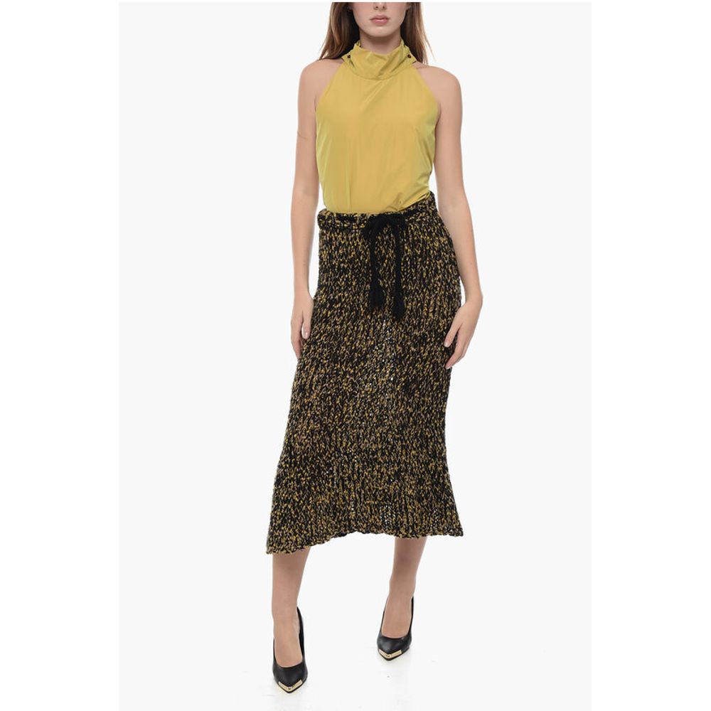 Bouclé Knitted Skirt with Draw-String