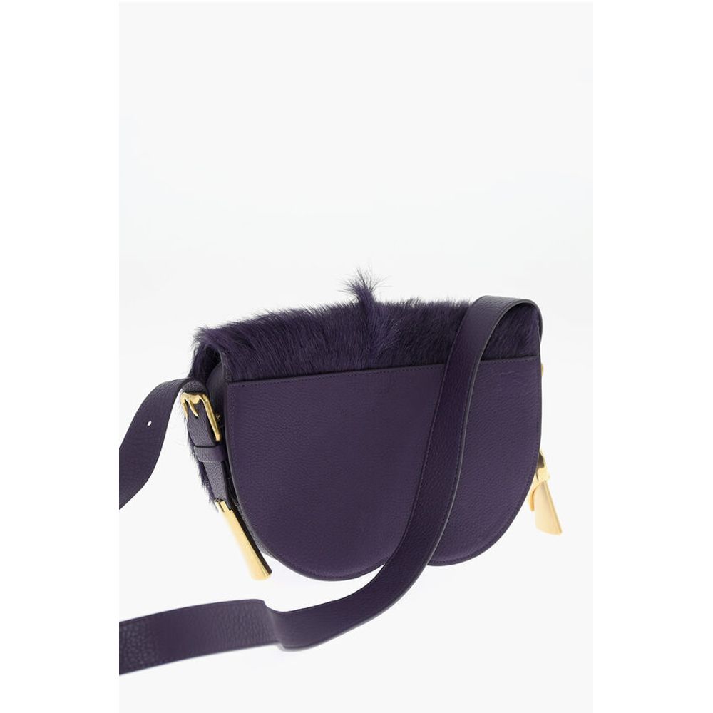 Leather CHESS Satchel Bag with Pony-Fur Detail