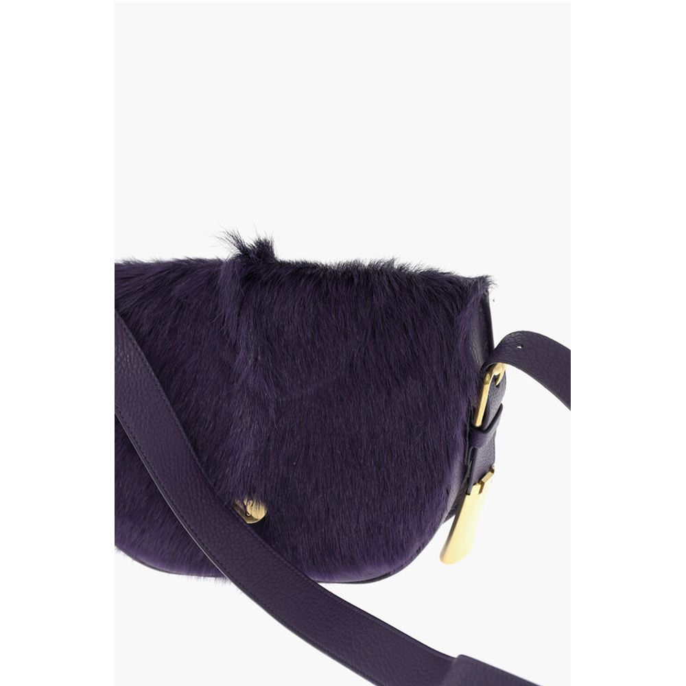 Leather CHESS Satchel Bag with Pony-Fur Detail