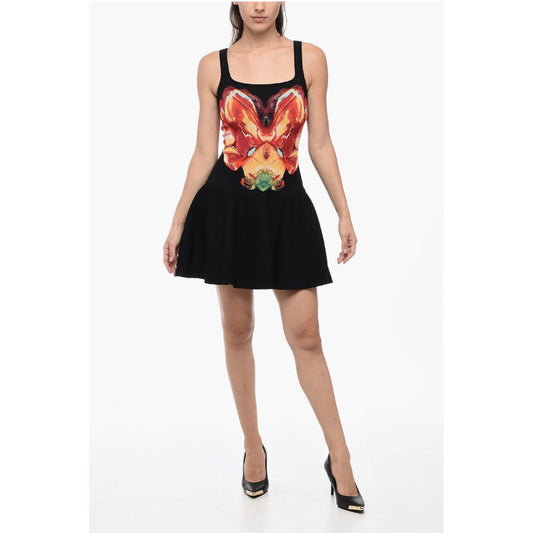 Sleeveless Skater Dress With Jacquard Motif