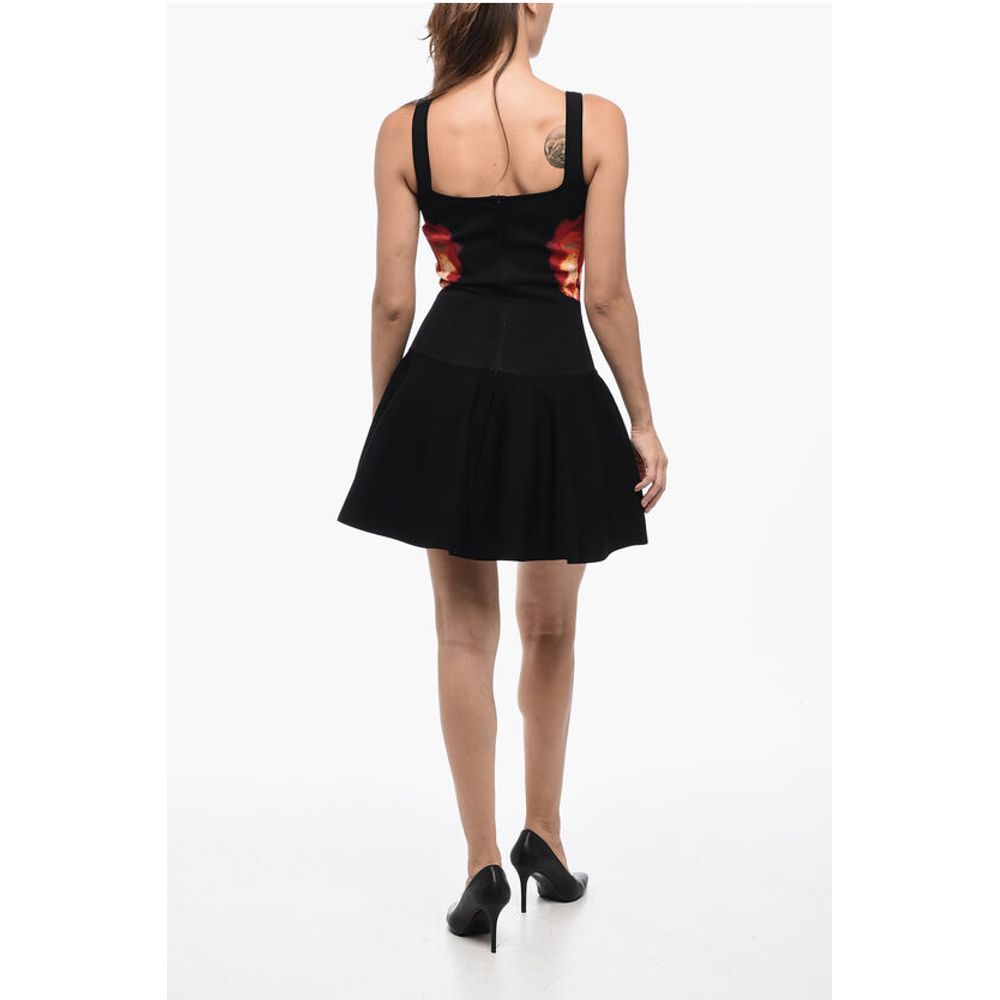 Sleeveless Skater Dress With Jacquard Motif