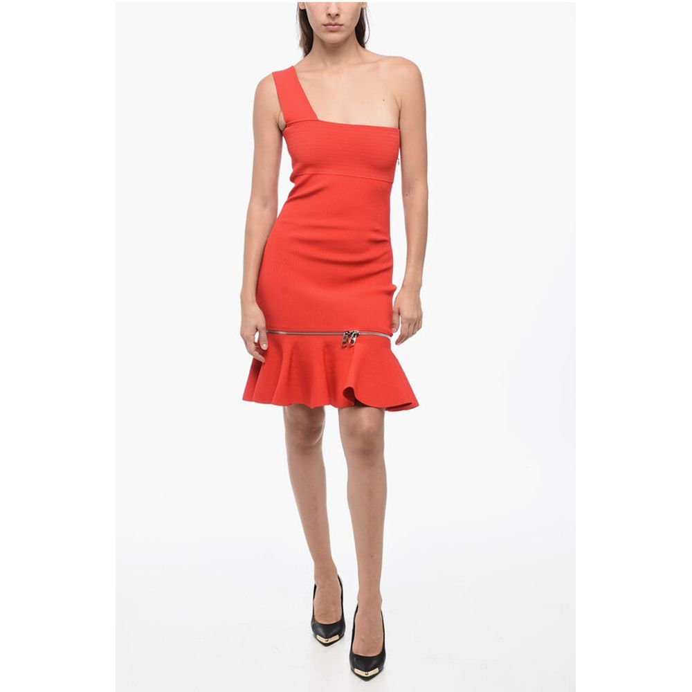 One-Shoulder Dress With Ruffles And Zip Detail