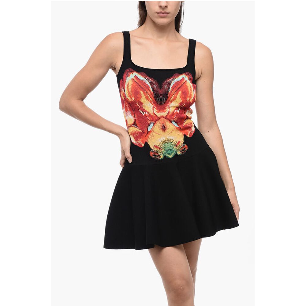 Sleeveless Skater Dress With Jacquard Motif