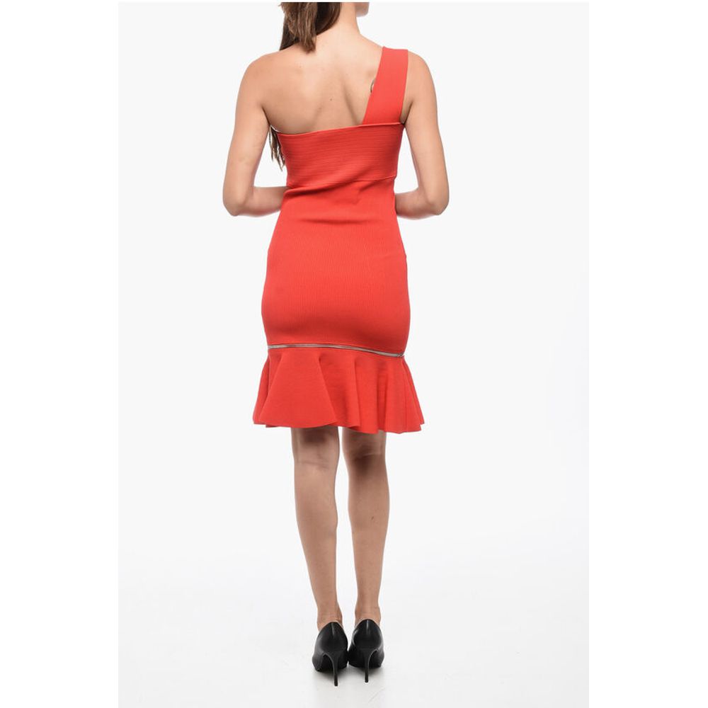 One-Shoulder Dress With Ruffles And Zip Detail